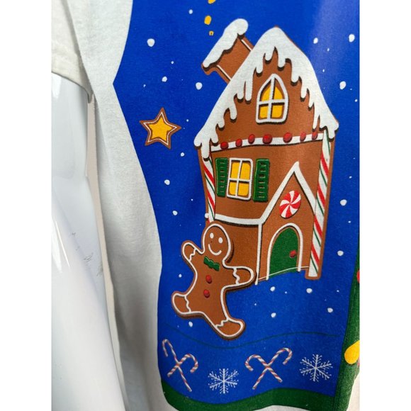 Christmas Holiday Gildan Faux Vest Gingerbread TShirt Large White Cotton - Picture 8 of 16